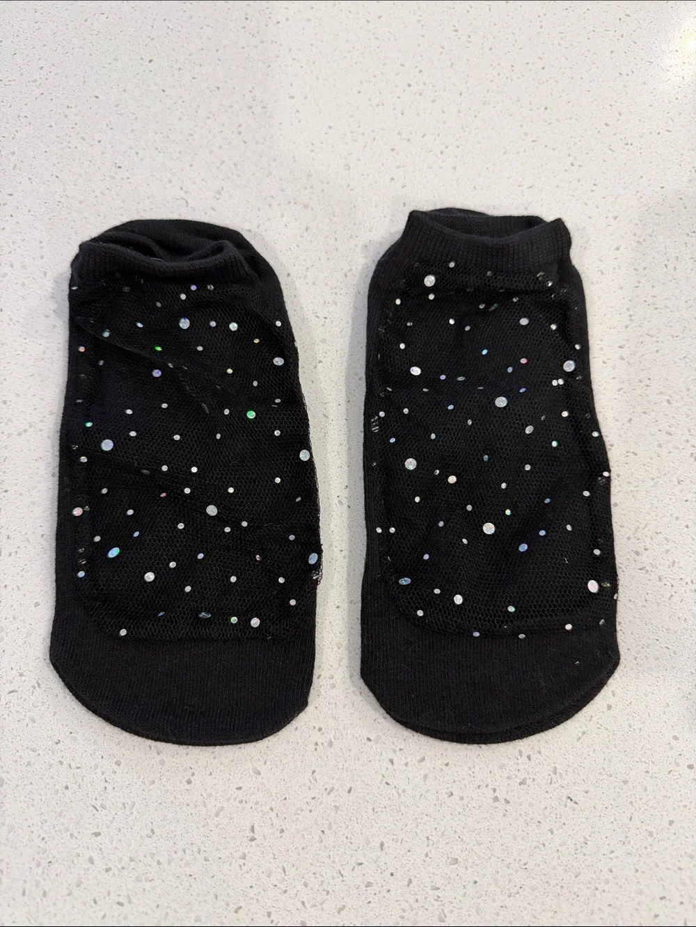 Black No-Show Socks with Sparkle Dot Accents